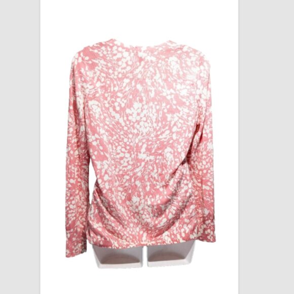 NEW Talbot's Pink Print Long Sleeve V-Neck Light Weight Cardigan Sweater MP - Picture 2 of 2
